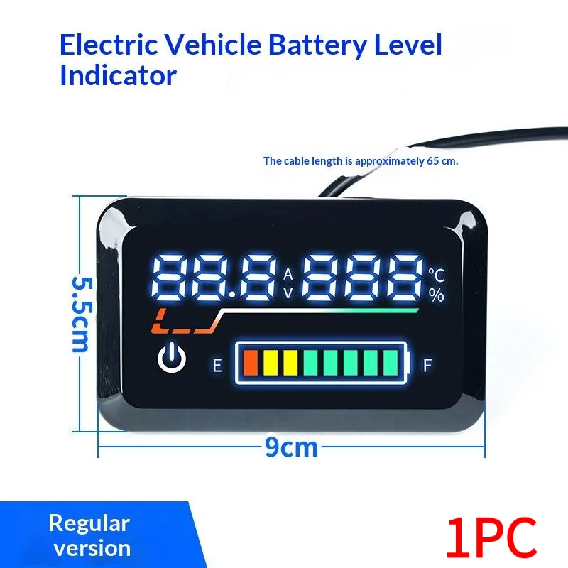 1 pièce - Voltmètre de précision - Indicateur numérique de niveau de batterie - Affichage de puissance 48V-72V pour scooter électrique, moto, vélo électrique, voiture - 1 pièce