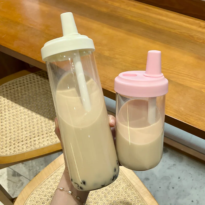 500/850ml Water Bottles Juice Milk Plastic Cup with Lid Straw Bubble Tea Coffee Cups Large Capacity Drinkware Transparent