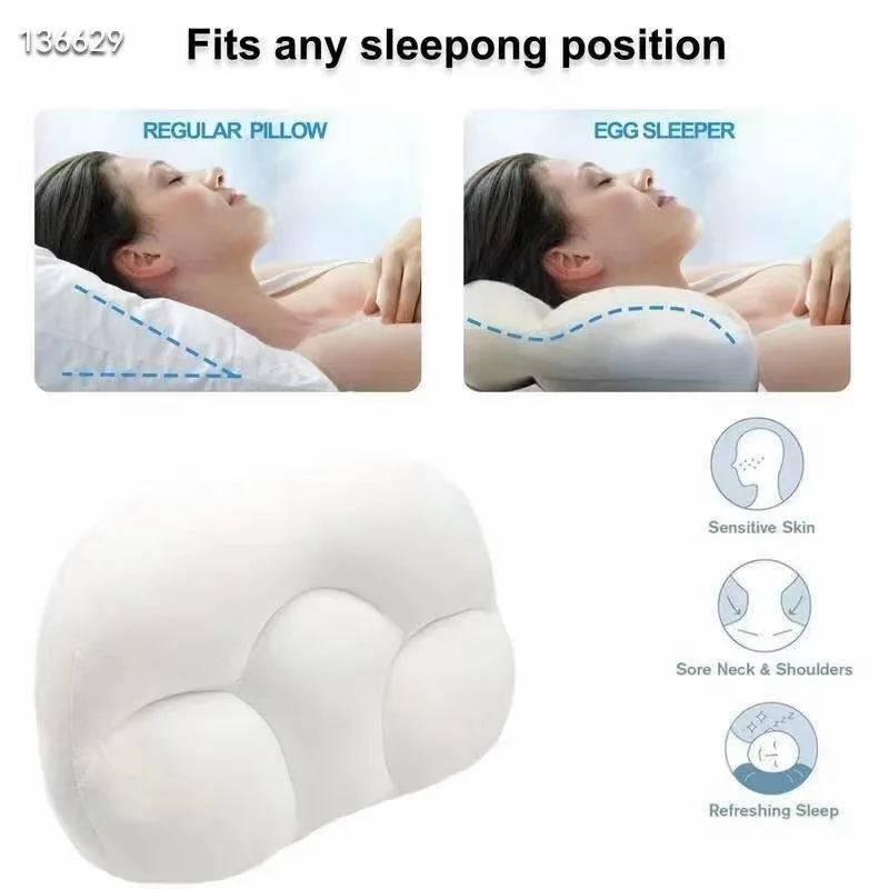 Nanof foam bead egg pillow for lumbar and cervical support cloud-shaped therapeutic breathable multifunctional hug pillow