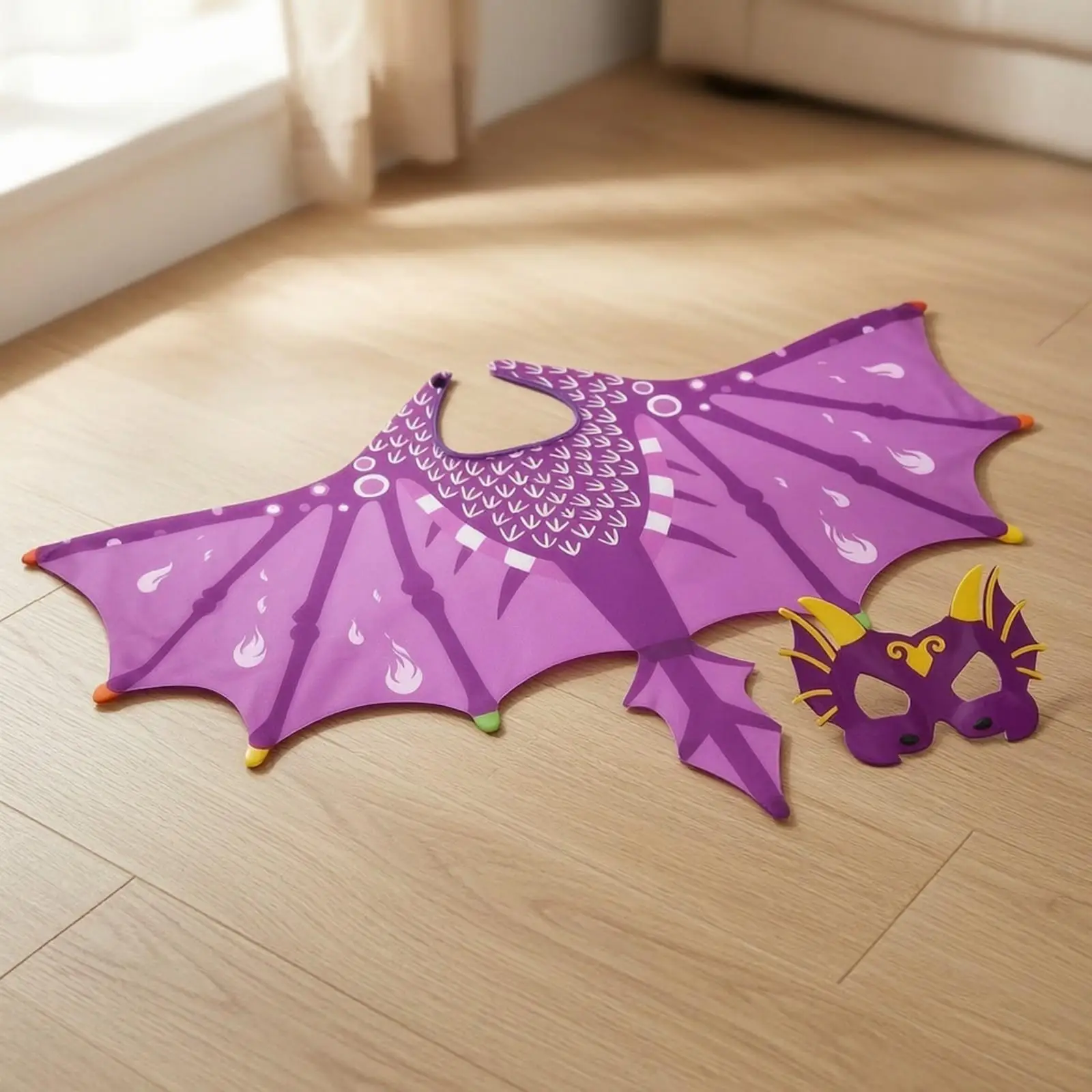 Kids Dinosaur Cape Dragon Halloween Costume for Boys Girls with Face Covering Visor for Stage Performance and Cosplay