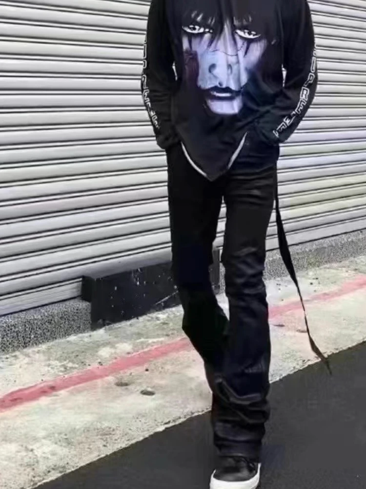 New 2023 Handmade Wax Coat Slim Fit Casual Jeans Stackable Dark Style Pure Handmade Brush Wax Coating Slim Fit Denim Jeans