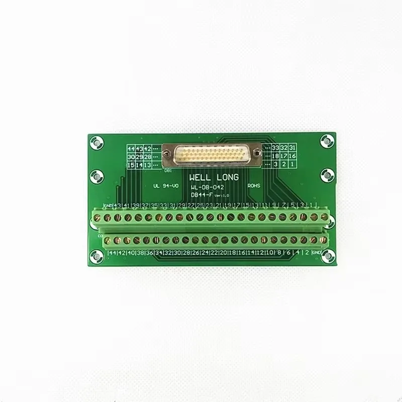 

D-SUB DB44 Pin Solid pin header breakout board, terminal block, plug.