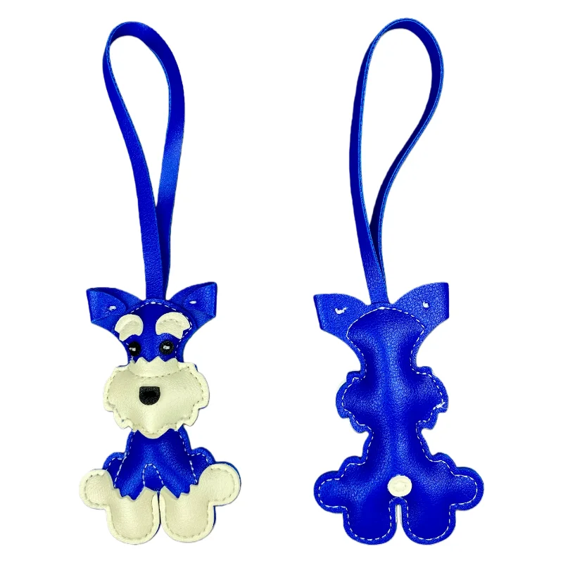 Schnauzer-Taschenanhänger aus PU-Leder für Hunde, 6 Farben erhältlich, niedlicher Haustier-förmiger Welpen-Schlüsselanhänger und Taschenzubehör – Detail 10