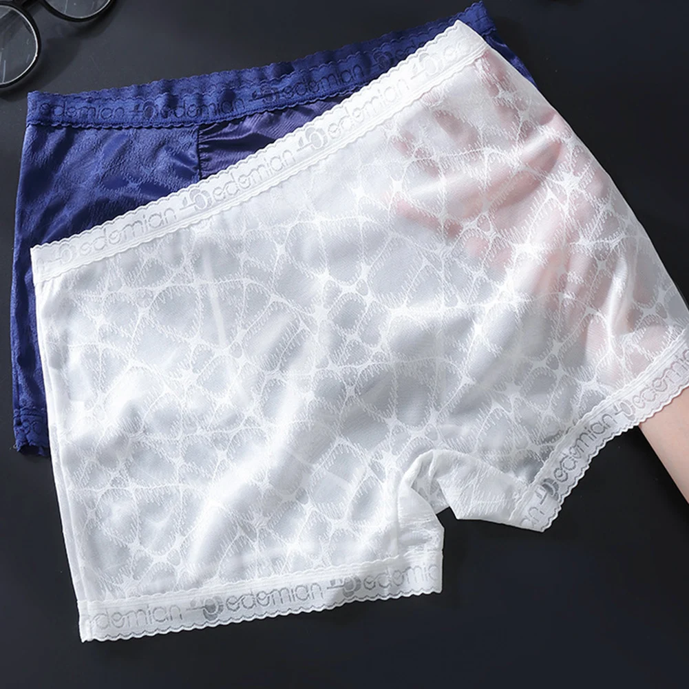 Men Seamless Briefs Thin Trunks Elastic Boxer Shorts Ice Silk Underwear Bulge Pouch Underpants Sexy Accessories Men's Panties