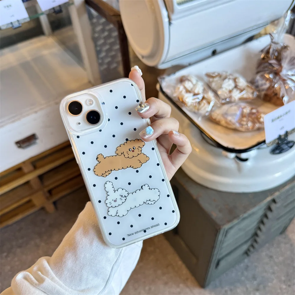 

Cute female polka dot bunny puppy IMD, suitable for Apple iPhone 16 ProMax iPhone 15/14/13 soft shell fashion luxury