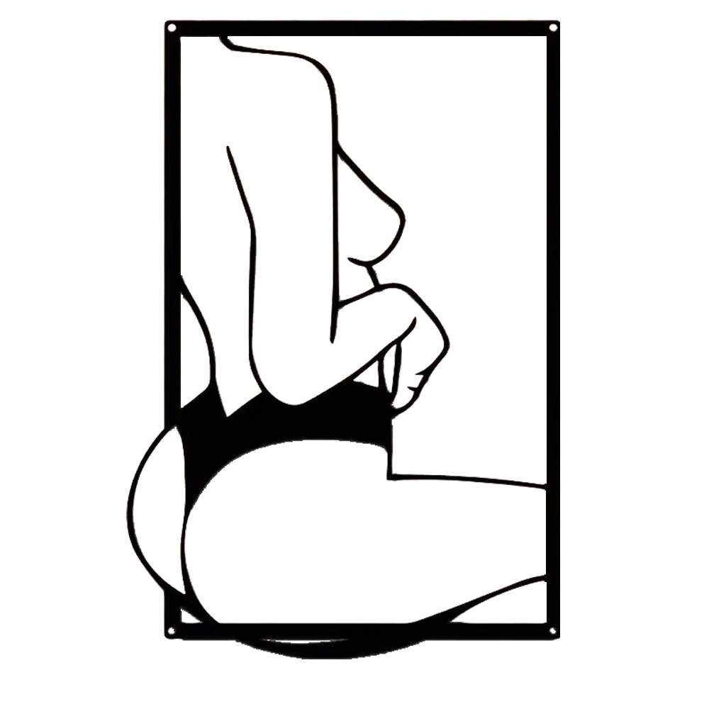 1pc Black Modern Metal Wall Art Female Line Drawing Abstract Hanging Decor for Farmhouse Bathroom Home Decoration