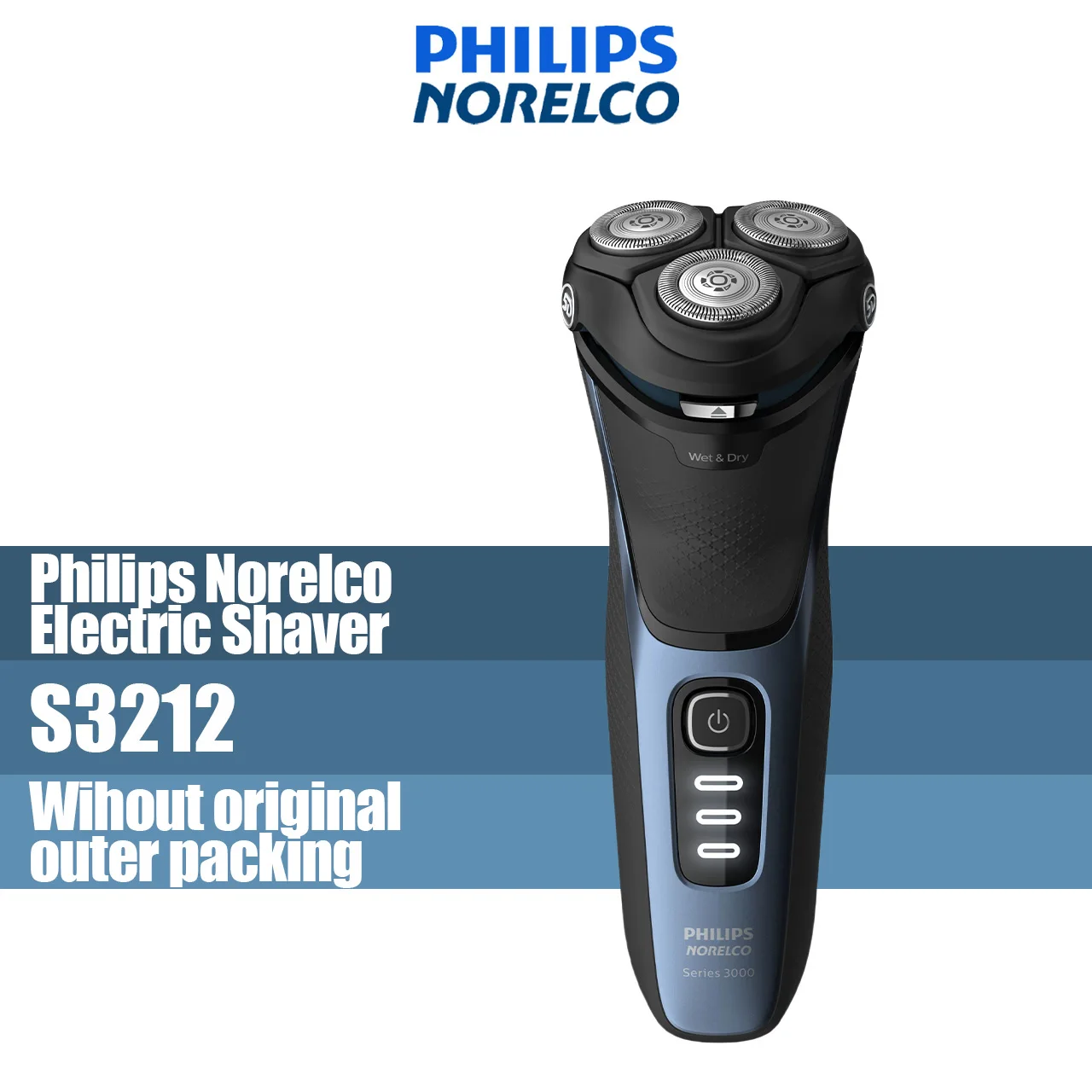 Philips Norelco Electric Shaver 3600 Wet & Dry, S3212, Man's Shaver, with pop-up trimmer, withour original packing