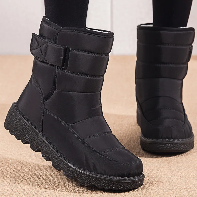 Women\'s Boots Super Warm Winter Boots With Heels Snow Boots Rubber Booties Fur Bota Feminina Short Boot Female Winter Shoes