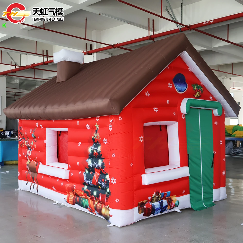 4x3x3mH Customized Inflatable Christmas House Portable Santa Grotto Inflatable Santa House for Sale