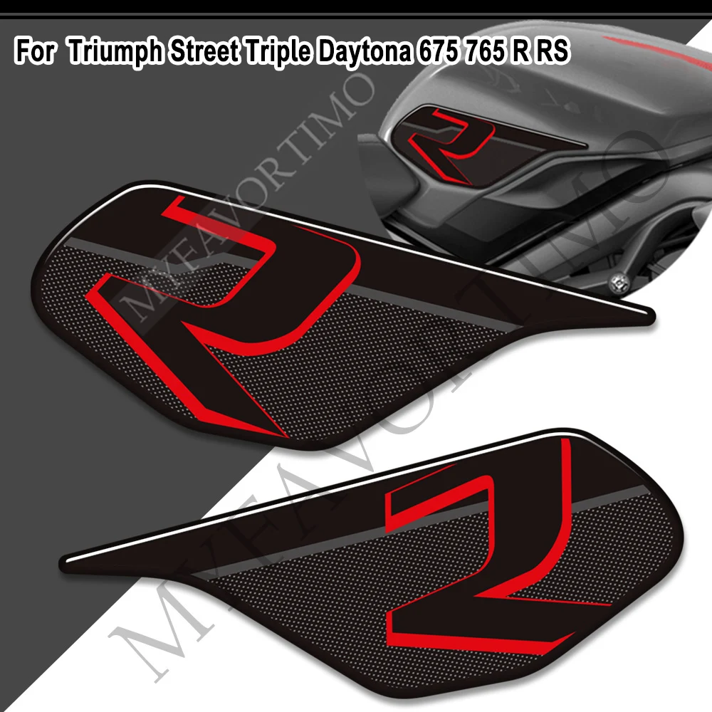 For Triumph Street Triple Daytona 675R 765RS 675 765 R RS Motorcycle Tank Pad Stickers Protector Fuel Kit Knee Fish Bone Decal ﻿