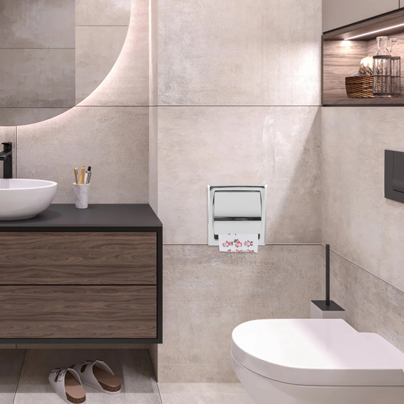 

Bathroom Kitchen Wall Mounted Toilet Paper Holder Stainless Steel Tissue Roll Dispenser Elegant Touch Kitchen Towel Dispenser