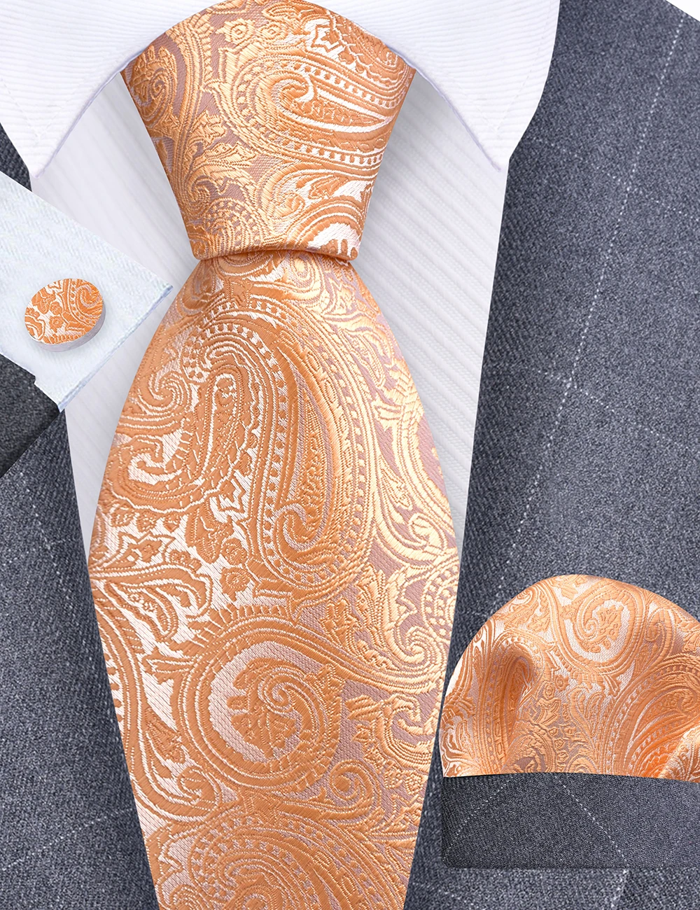GUSLESON 8 cm Blauw Zwart Roze Mannen Stropdassen Pochet Manchetknopen Set Paisley Zijden Stropdas Bruiloft Relatiegeschenk Stropdas Accessoires - afbeelding 1