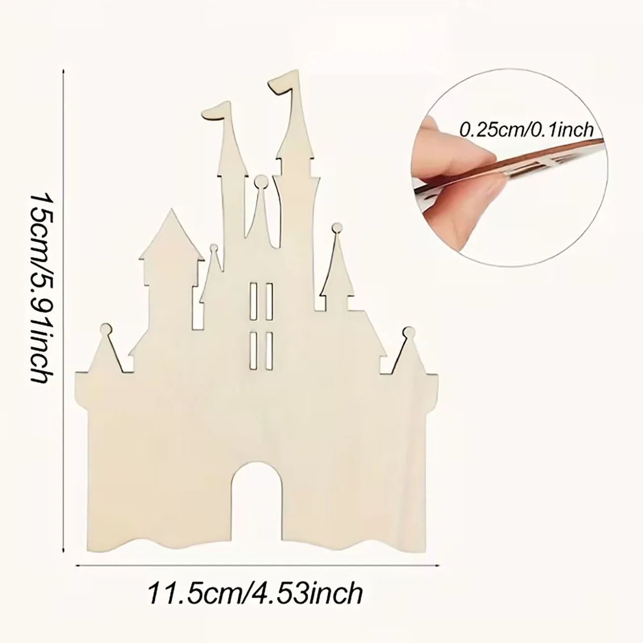 10 Pcs Blank Wooden Castle Ornaments Unfinished Wood Cutouts with Rope for DIY Craft Fairy Tale Hanging Decor
