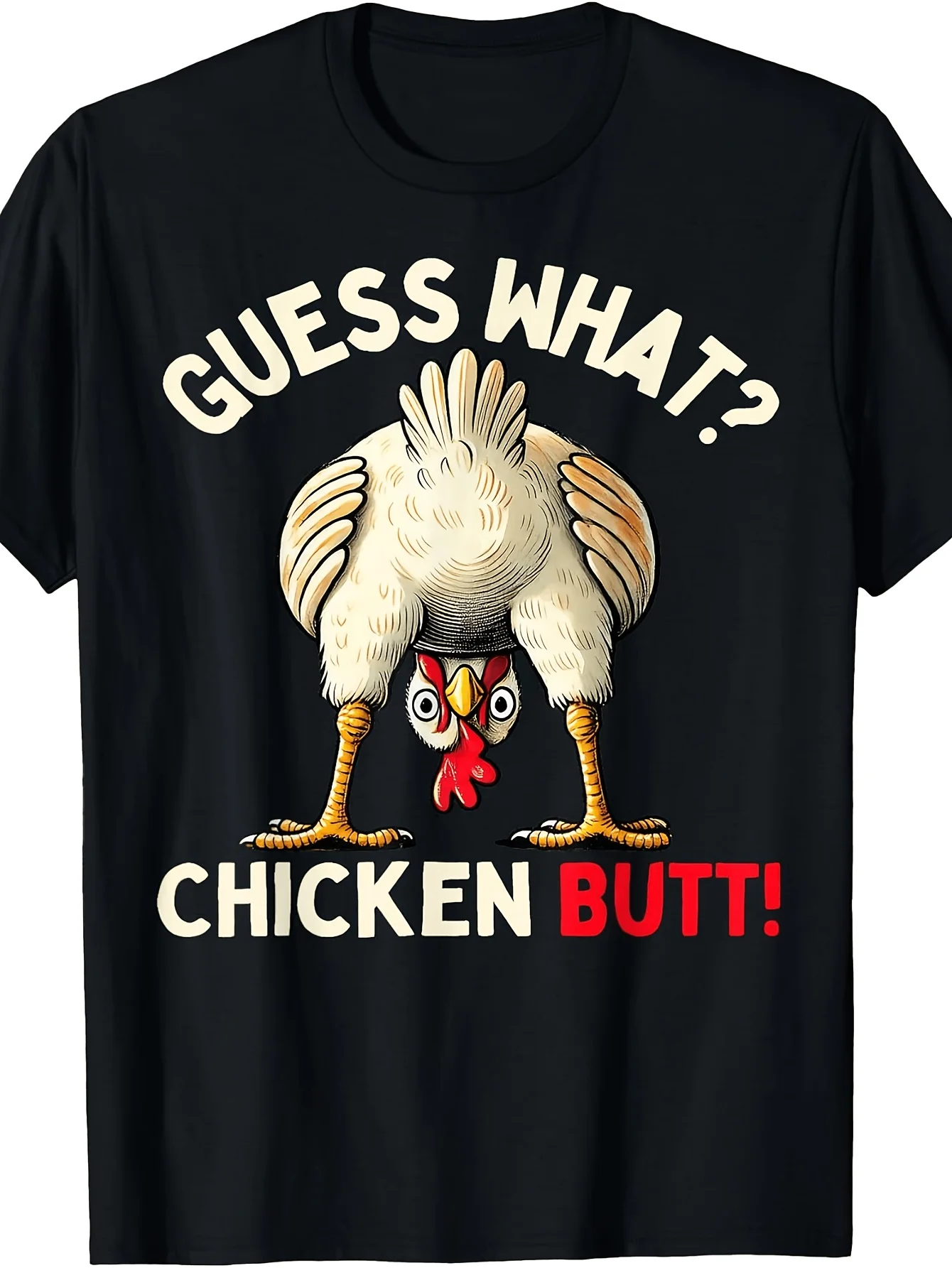 Funny Chicken Butt T-Shirt for Men & Women - Retro Chicken Graphic Tee with Humorous Chicken Butt, Round Neck Shirt, Machine Washable Suitable for Parties, Picnics, Casual Attire - Casual Apparel