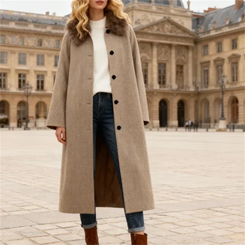 

Осенний модный модный сексуальный женский двусторонний плащ с эффектом искусственного меха 2025 года