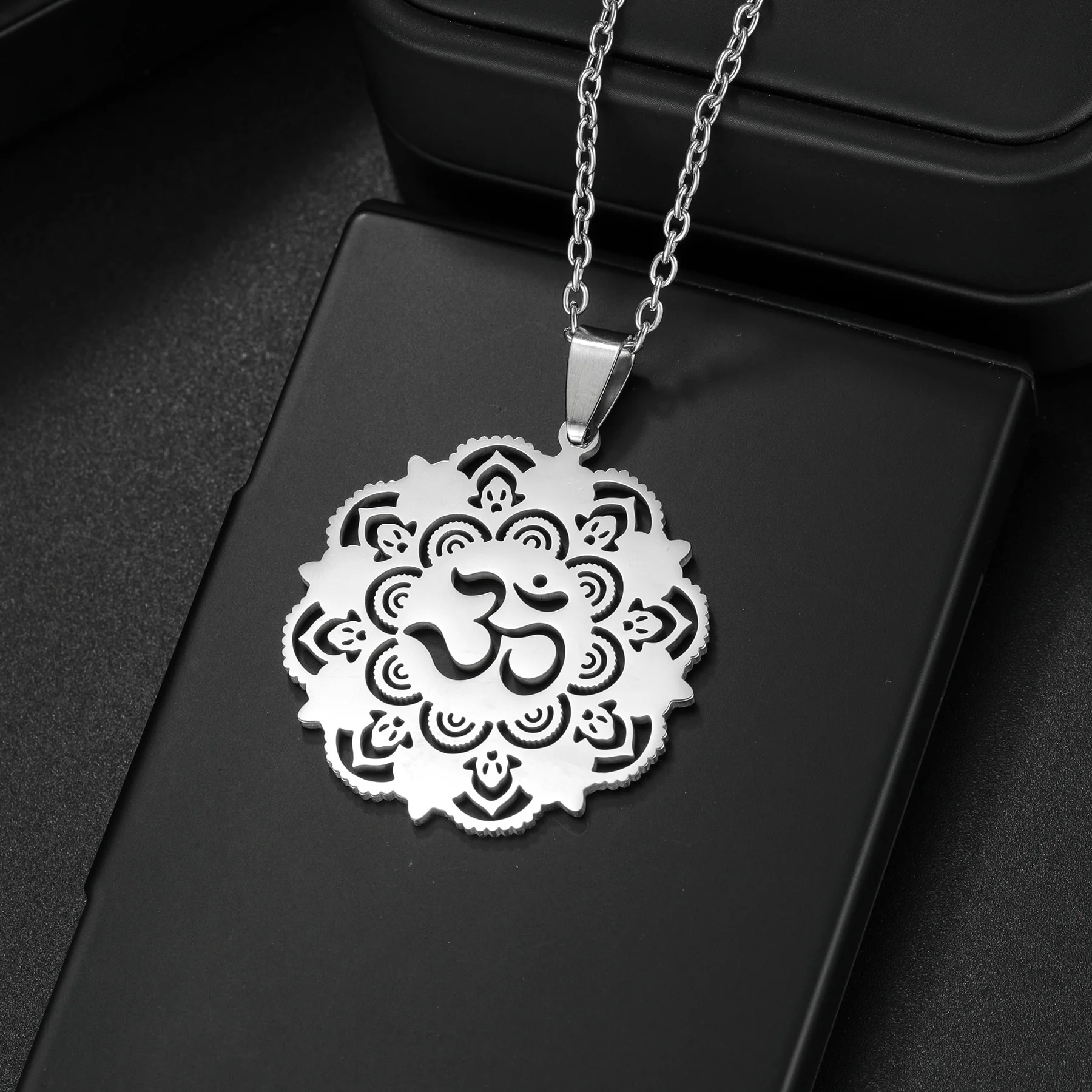 Islamic Son Star Double Moom Pendant Necklace for Women Men Stainless Steel Evil Eye   Fashion Jewelry for Friend Birthday Gift image 2