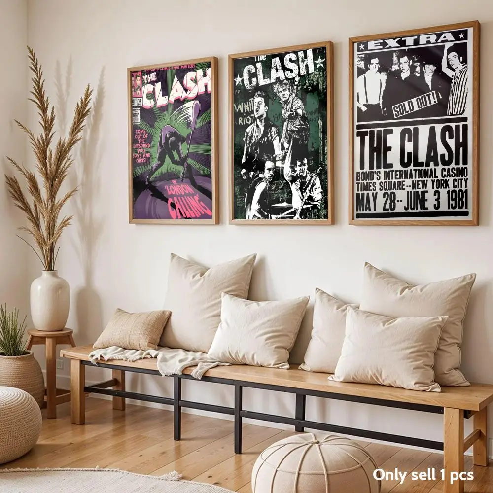 Punk Rock The C-Clash Painting Calligraphy Frameless Canvas Poster Wall Art HD Print Modern Aesthetic Home Decor Gift