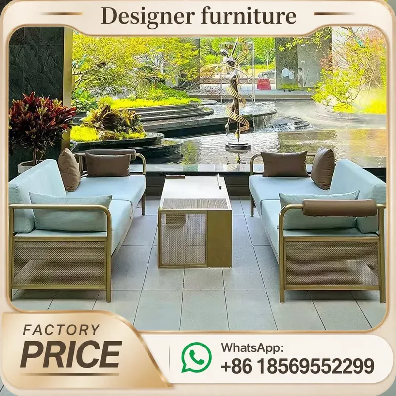 Outdoor Aluminum Alloy Sofa Set Waterproof Sunscreen Patio Garden Furniture For Villa Courtyard Hotel Resort Leisure Coffee