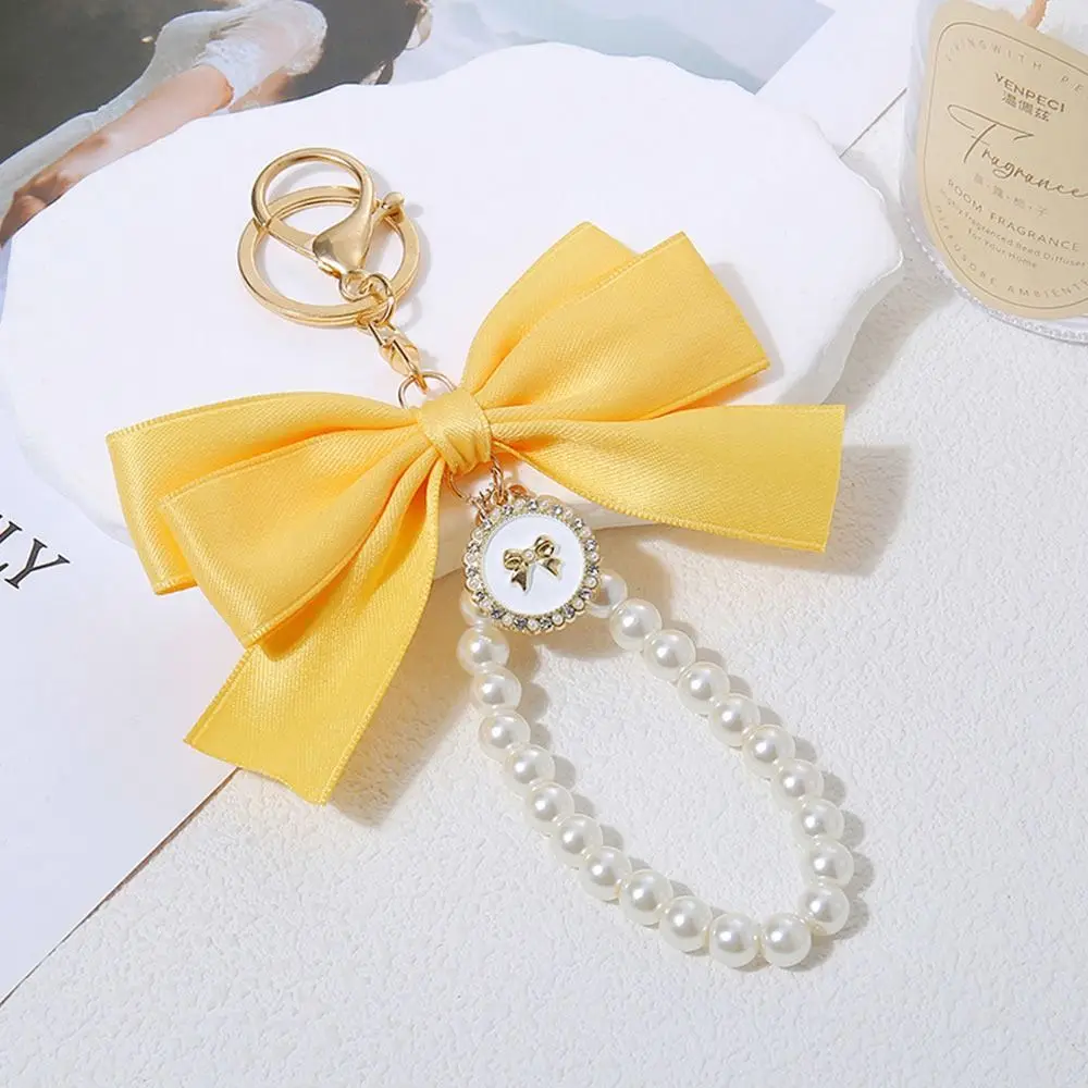 Large Bowknot Bowknot Key Chain Pearl Bow White Bowknot Hanging Ornament Handmade Jewelry Multi-color Pearl Key Pendant