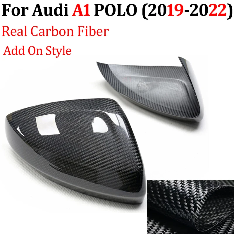 

For Audi A1 For Volkswagen POLO 2019-2022 Real Carbon Fiber Car Side Mirror Covers Trim Cap Replacement Add On