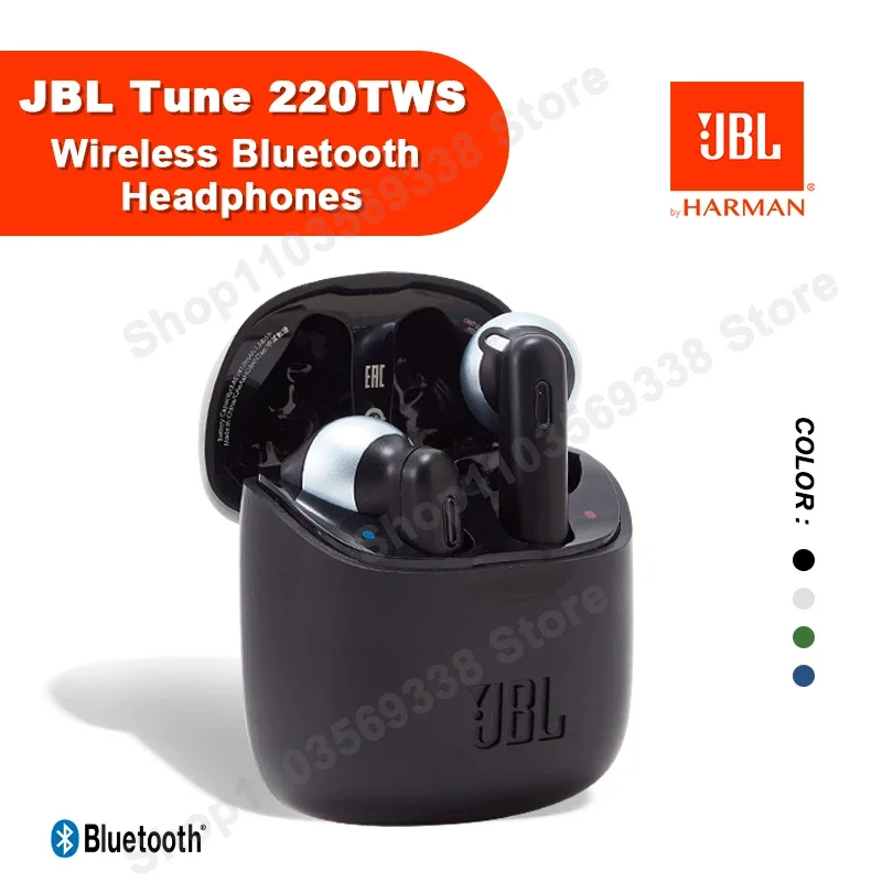 Original JBL TUNE 220TWS True Bluetooth Wireless Earphones Stereo Earbuds Bass Sound Headphones Headset jbl T220TWS with Mic