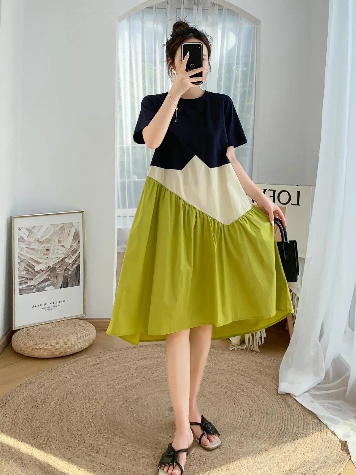 Spécial grande taille en mousseline de soie Dr femmes Materni grande taille Ele jupe Midi ourlet large décontracté été ort Sve