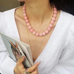 Yumfeel Natural Rose Quartz Necklaces Women Romantic Elegant Valentine's Day Gift 4mm 6mm 8mm 10mm Round Beads Handmade Choker