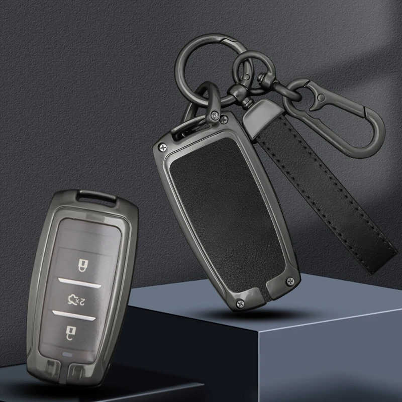 New Zinc Alloy Leather Car Remote Key Case Cover Chain Protector Shell for Changan CS15 CS35 CS75 Cx70 CS95 V3 V5 V7 Eado Raeton