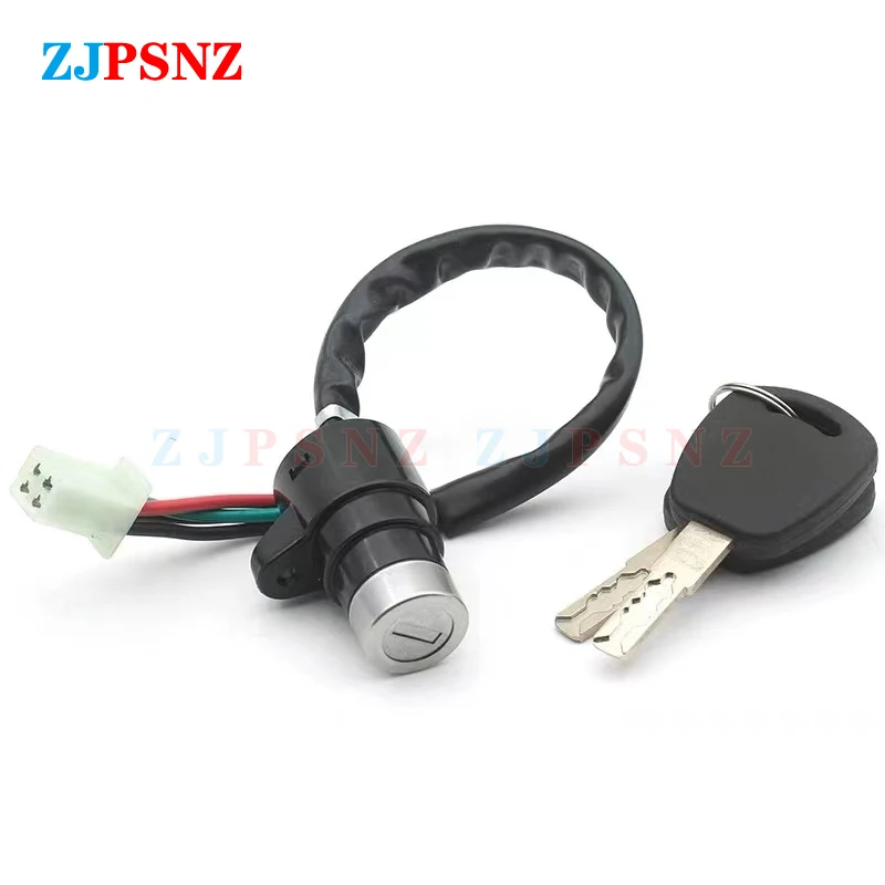 Motorcycle Ignition Switch Key With 3 / 4 Wires Start Ignition Switch Electric Door Lock Keys Switch 50cc 70cc 90cc 110cc 150cc