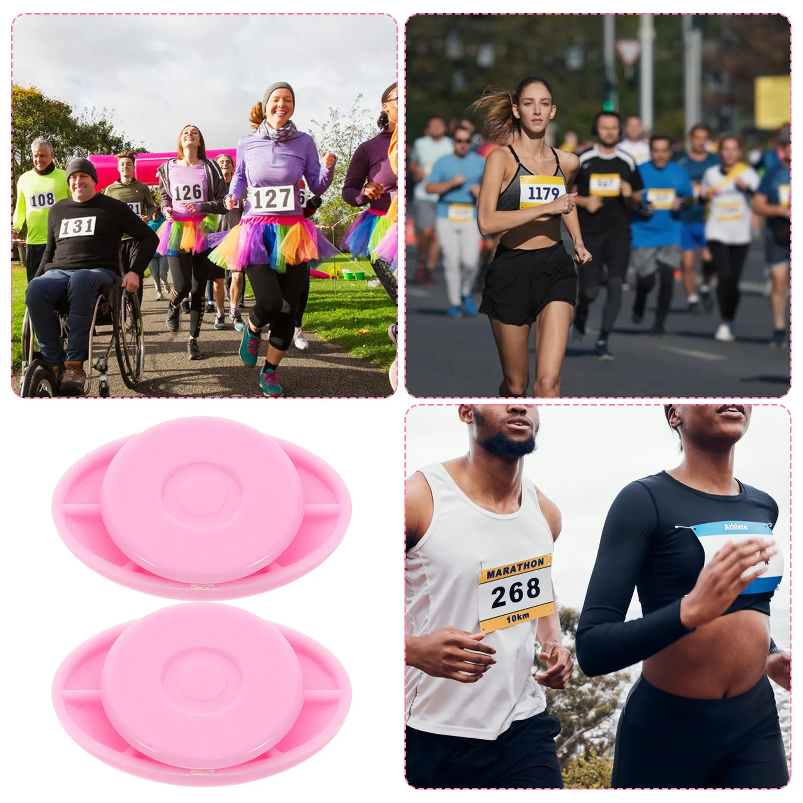 8Pcs Marathon Bib Magnets Magnetic Race Number Fasteners Secure Reusable Bib Clips for Running Cycling Racing Sports Pink