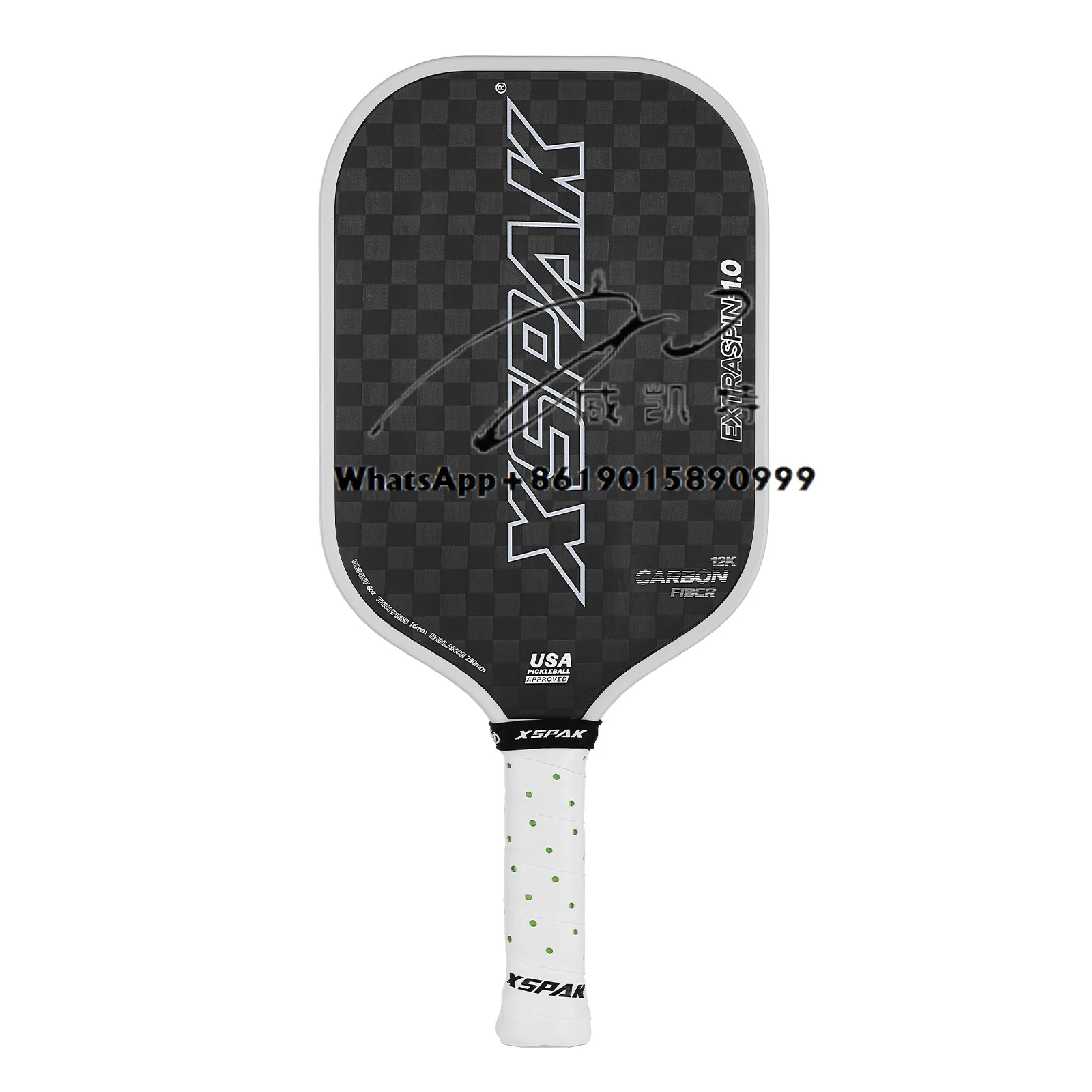 

XSPAK EXTRASPIN1.0 TORAY T700-12K WOVEN CARBON FIBER SURFACE THERMOFORMED PICKLEBALL PADDLE