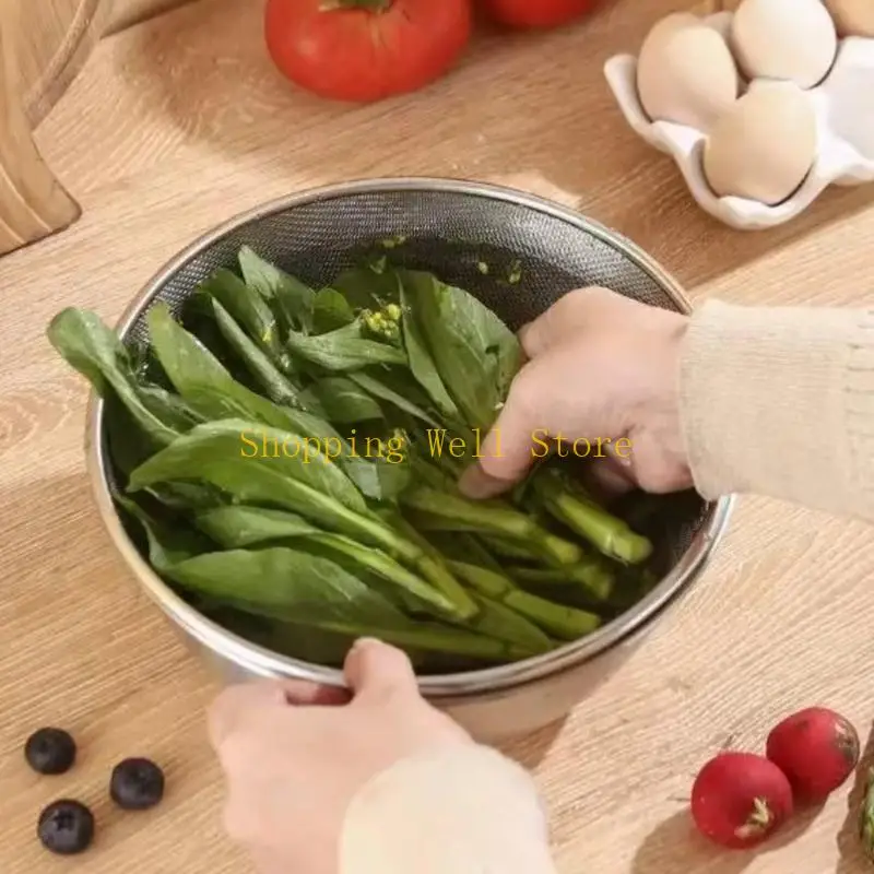 KX4B Stainless Steel Strainer Basket With Bowl for Washing Rice Vegetables Fruits