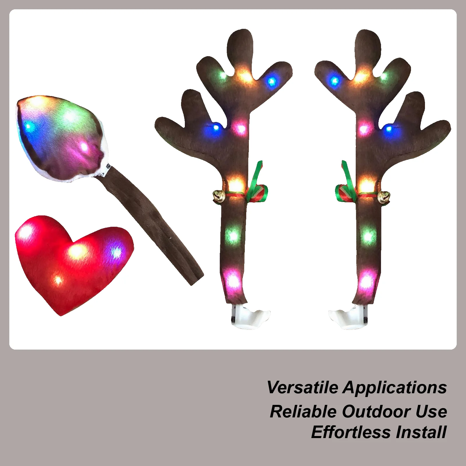 

Reindeer Car Antlers Holiday Decoration With LED Lights Reindeer Car Kit For Holiday Van Party Seasonal Celebration Festive