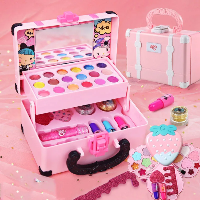 

Children Makeup Set Simulation Pretend Play Toys Cosmetic Lipstick Nail Polish Bag Educational Toys Birthday Gift for Girls