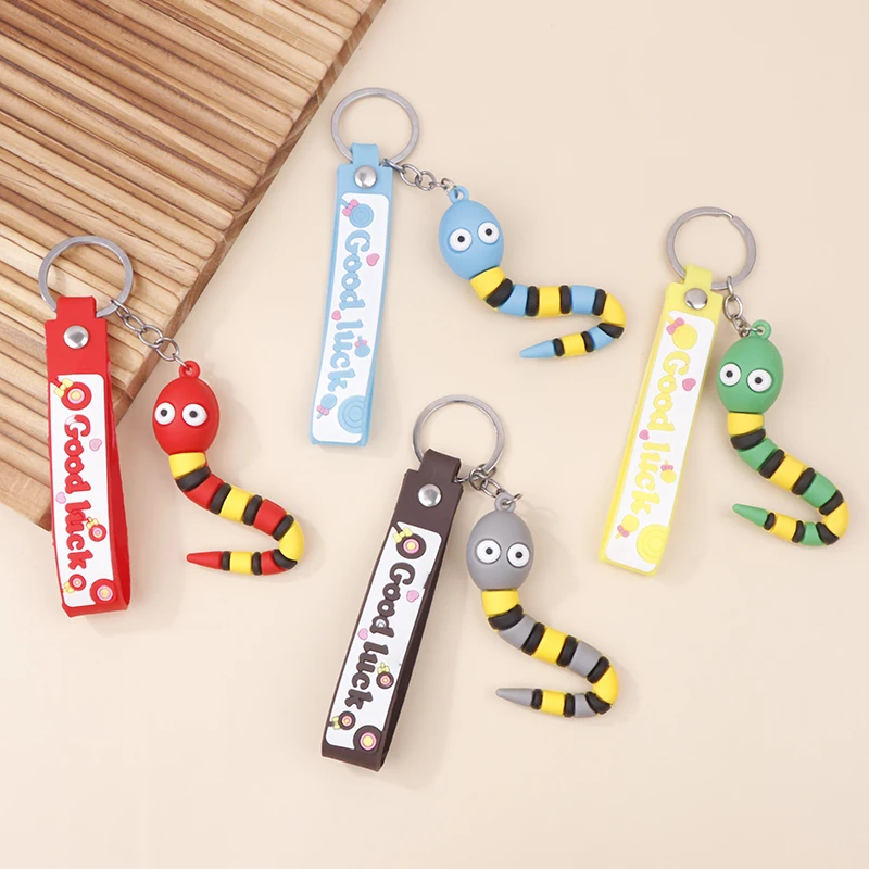 Creative Cartoon Snake Pendant Keychain For Women Men Cute Zodiac Snake Year Lucky Charms Backpack Car Ornament Key Ring