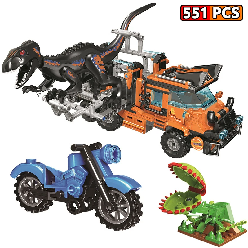 

Jurassic Dinosaur World T. Rex Transport Truck Tyrannosaurus Indominus Capture 551PCS Building Block Bricks Toys for Boys Girl