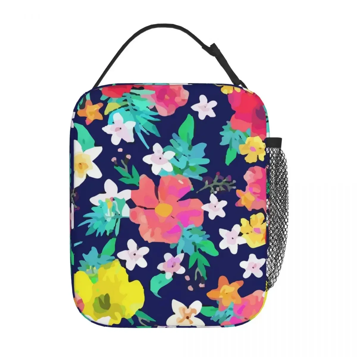 Tropical Floral Lunch Bag For Children Colorful Print Print Lunch Box Casual Travel Cooler Bag Portable Thermal Tote Handbags