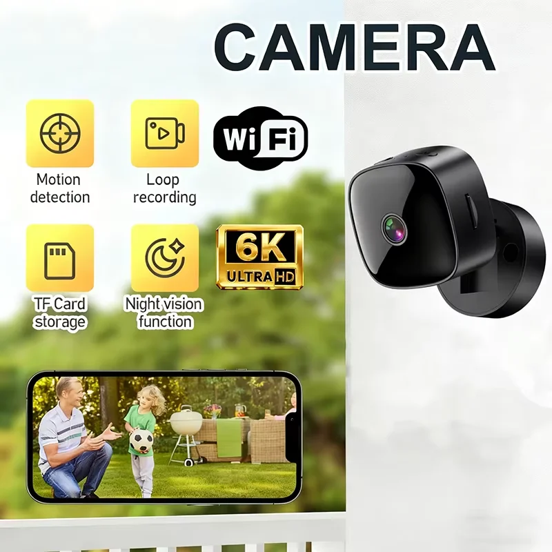 6K HD 미니 카메라 와이파이 무선 보안 보호 원격 모니터 캠코더 비디오 감시 홈 스마트