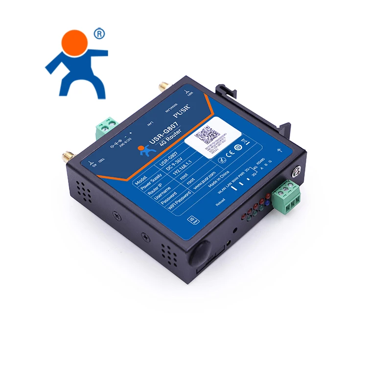 O roteador celular industrial IoT 4G de alto desempenho USR-G807-EUX suporta porta serial RS232/485