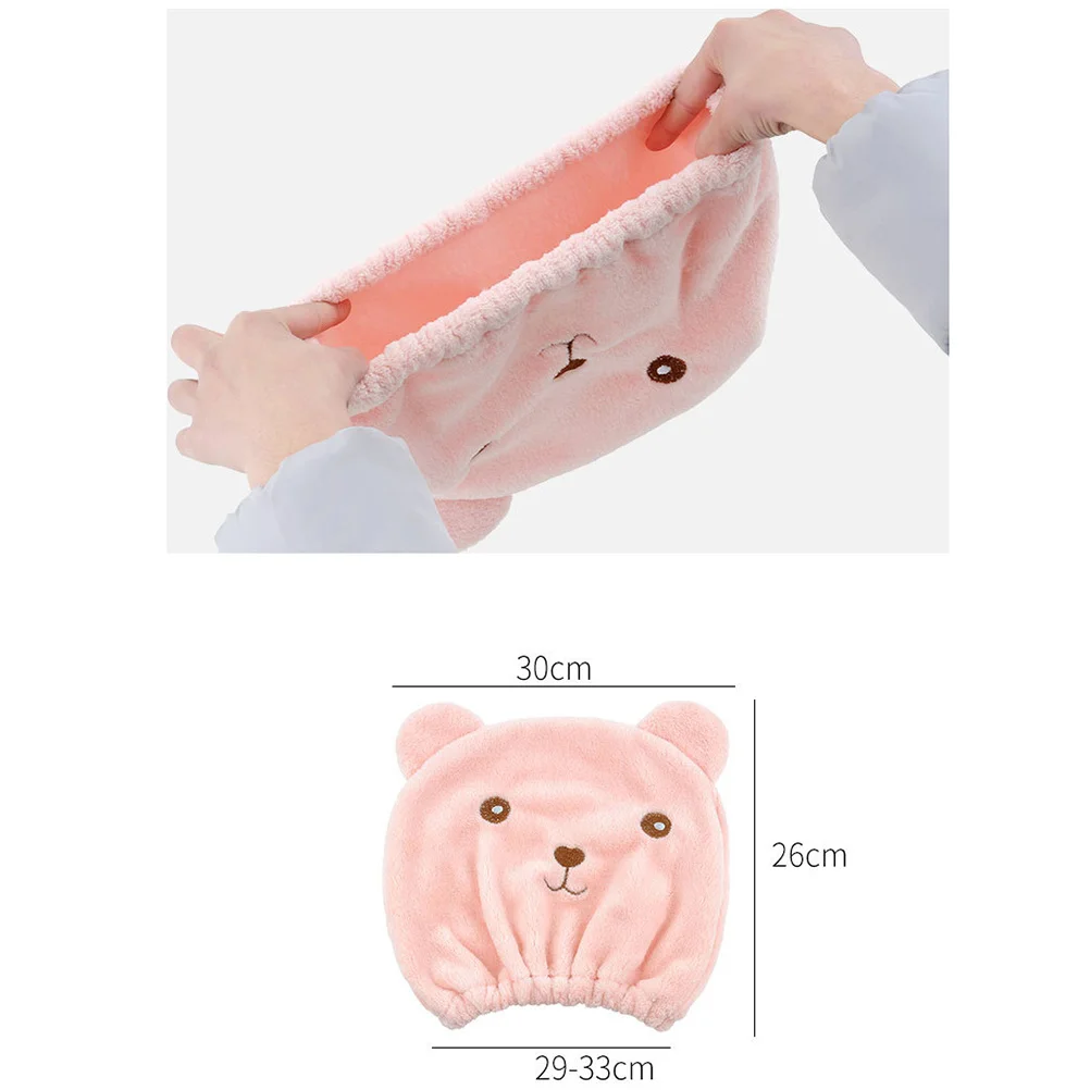 لطيف الحيوان الكرتون الشعر الجاف قبعة قبعة مرنة التجفيف السريع منشفة الاستحمام للنساء الوردي الكرتون قبعة الشعر الجاف #4