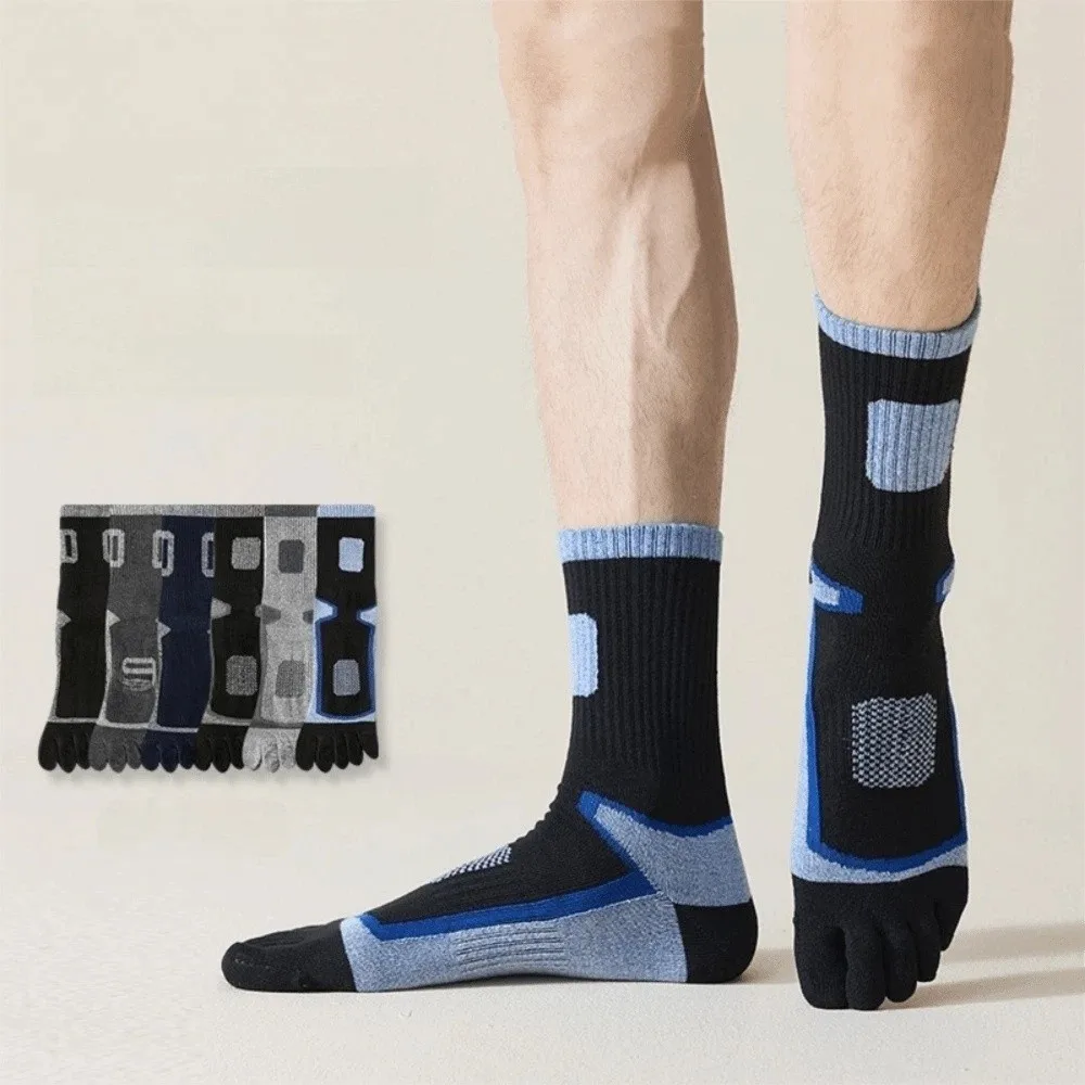 Professional Breathable Five Finger Socks Mesh Quick Dry Men Socks Sweat-Absorbent Anti-odor Five Toe Socks Outdoor Sports