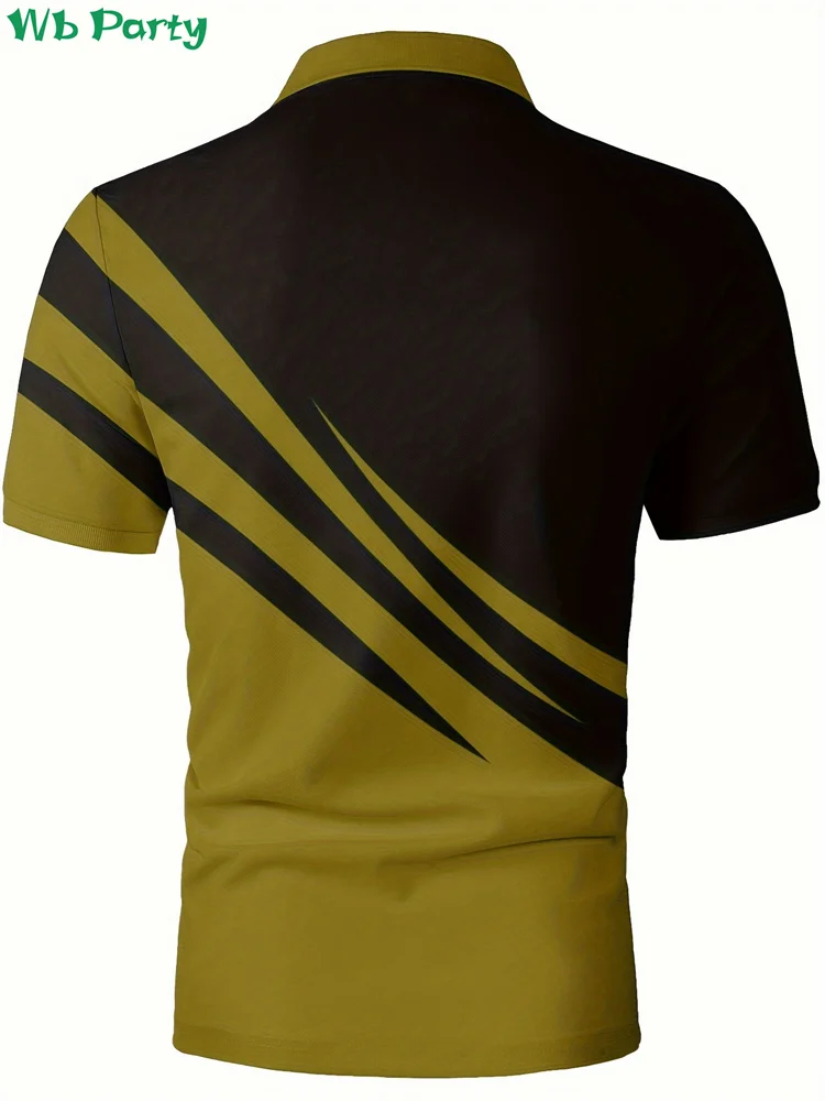 Simple Striped Print Polo T shirt Man Design Men\'s Clothing 2024 Lapel Striped Graphic T-shirt Casual Loose New in Tops & Tees