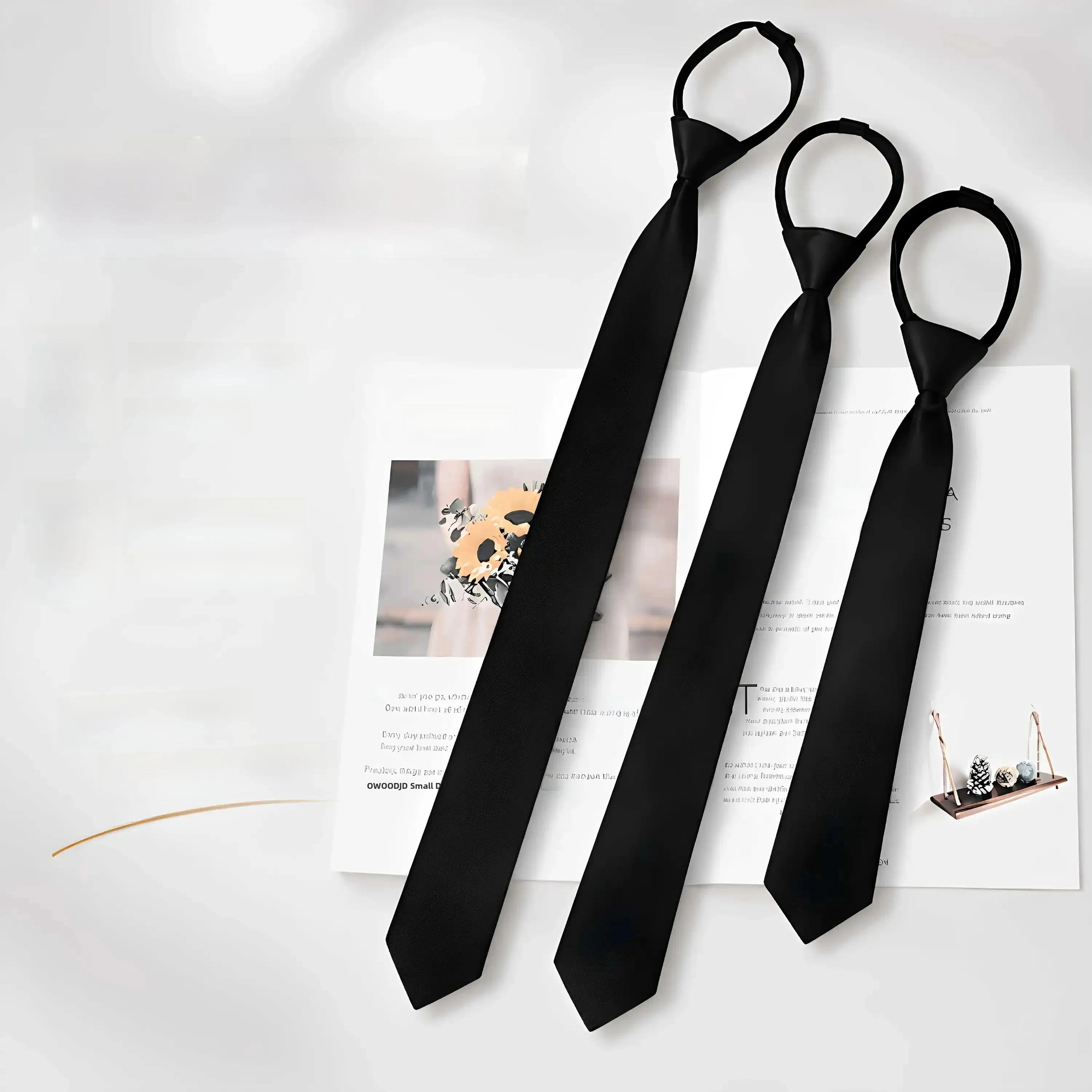 Black Uniform Tie Zipper Style Men Women Students College Shirt Korean Version Boys Zipper Type Ladies Decorative Trendy