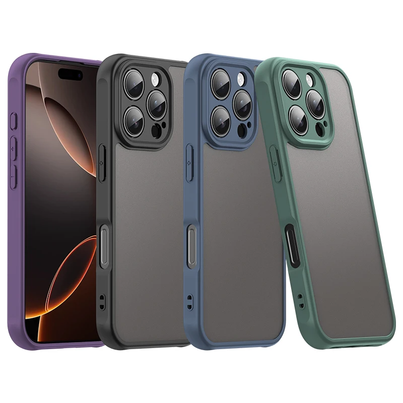 غطاء صلب مضاد للصدمات لهاتف آيفون 16 برو، حافظة صلبة بلوري من مادة البولي يوريثان الحراري لهاتف آيفون 16 برو