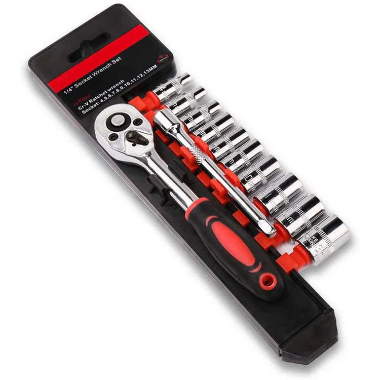 

Chrome-Plated Carbon Steel Torque Ratchet Wrench Set 1/4 3/8 1/2 Inch Telescopic Socket Wrench DIY Grade Manual Hand Tools