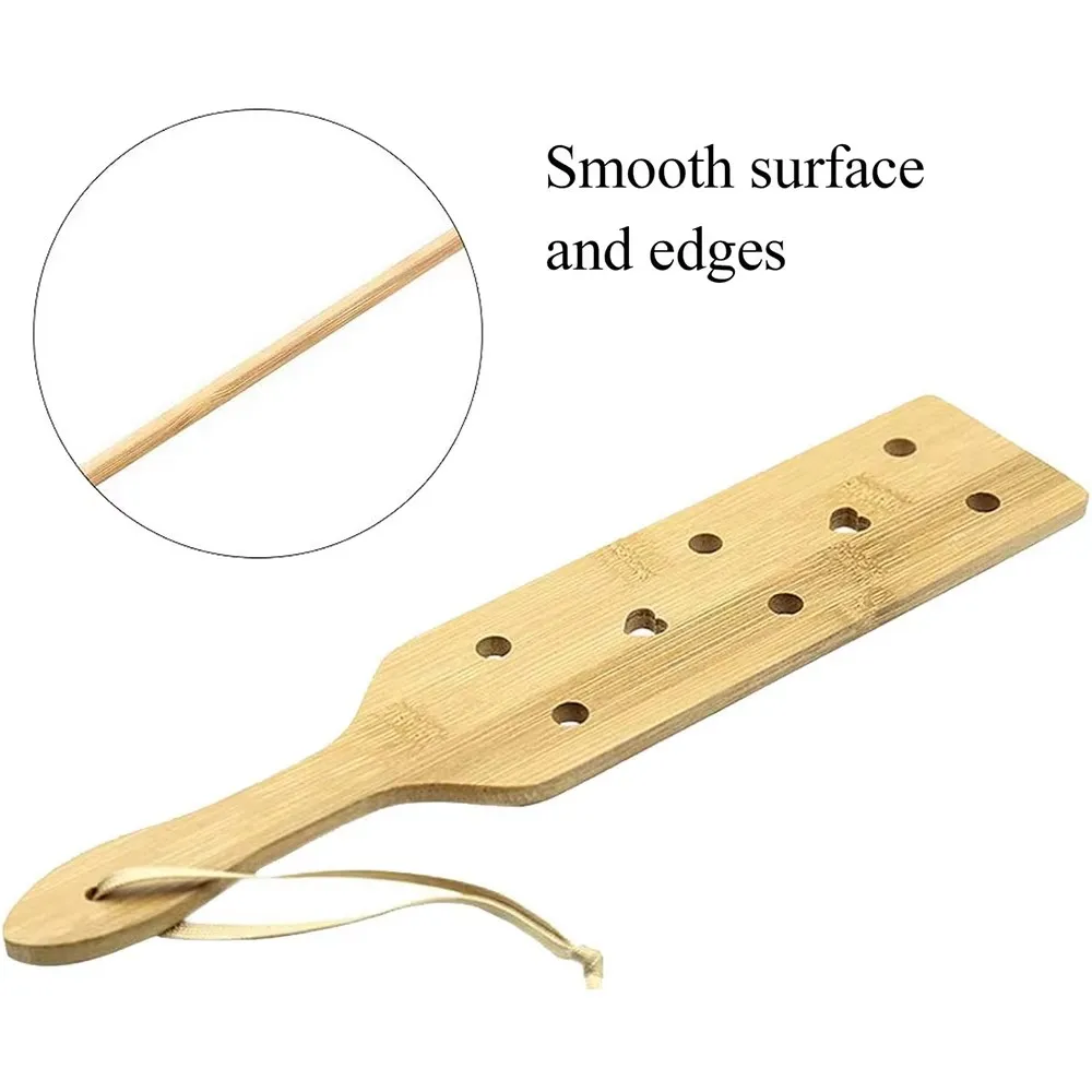34cm Bamboo Wood Paddle Lightweight Thin Wooden Paddles with Airflow Holes for Light Play，Equestrian Riding Equestrian bat