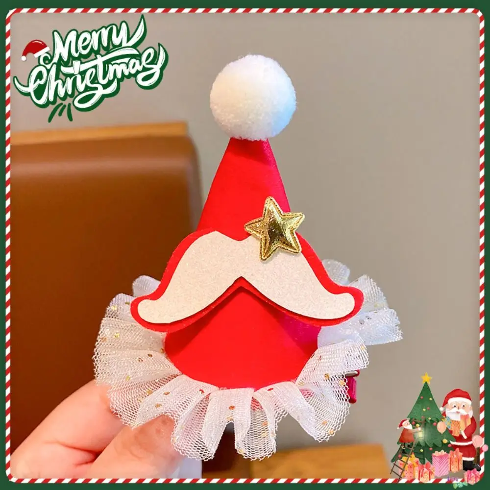 

Creative Star Christmas Hair Clip Elk Plush Ball Santa Claus Duckbill Clip Korean Style Letter Christmas Hat Hairpin Daily