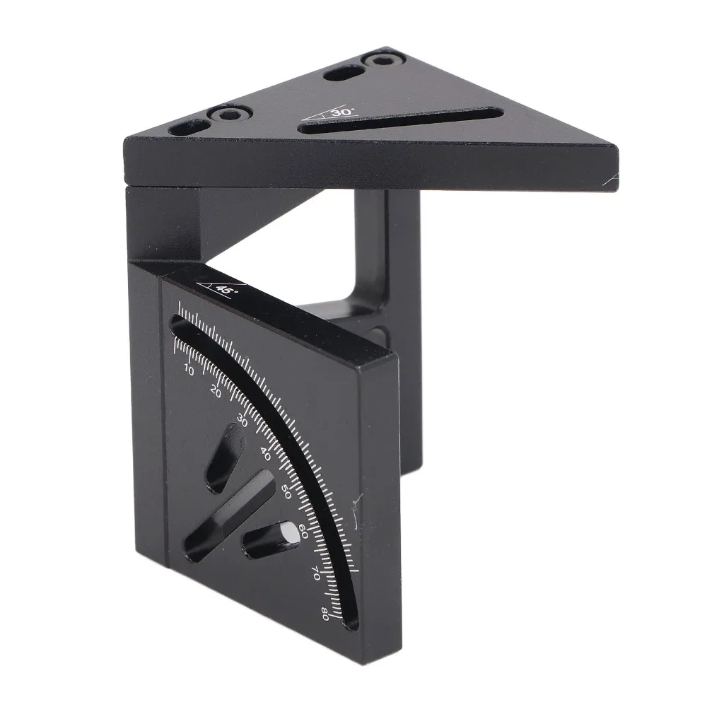 2pcs Aluminum Alloy 3D Woodworking Square Multi Angle Black Carpenter Square Protractor Multi Angle Measuring Ruler Carpenter