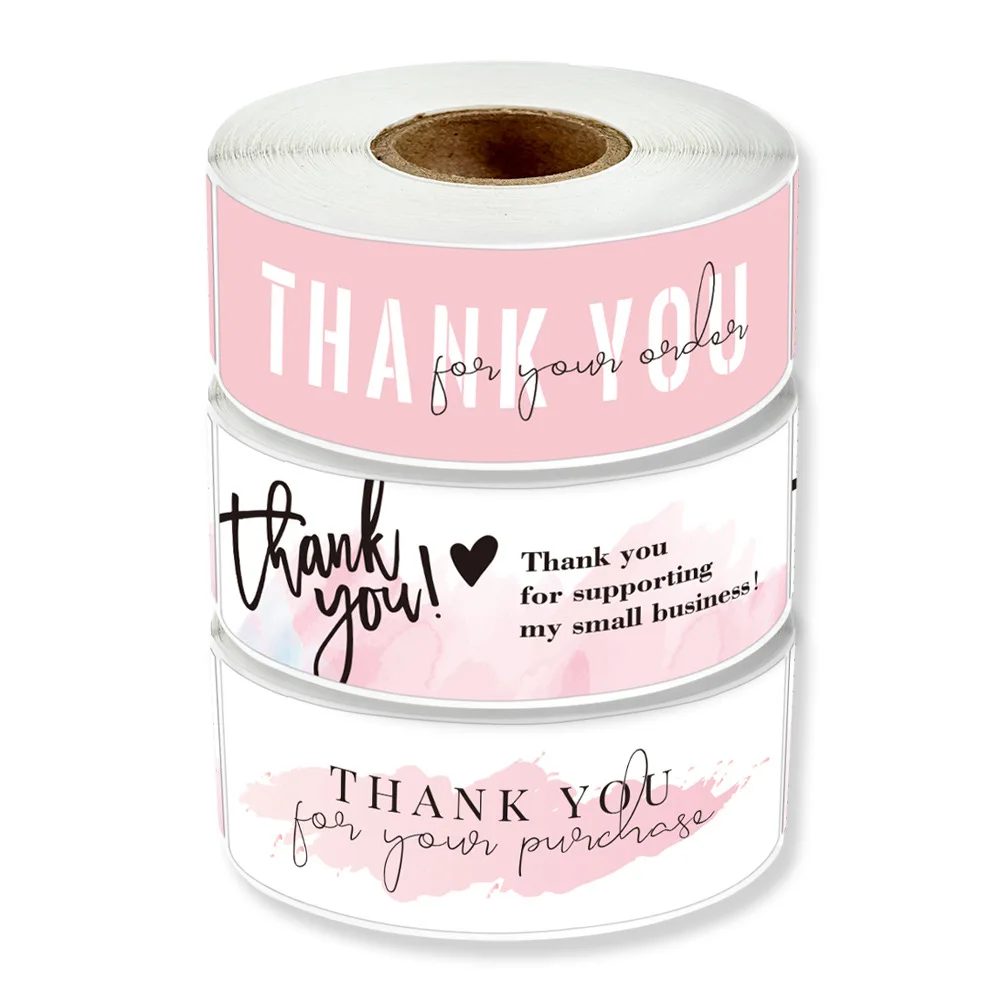 120Pcs/roll Thank You For Your Order Stickers Pink Labels For Envelope Sealing For Small Business Decor Sticker Stationery