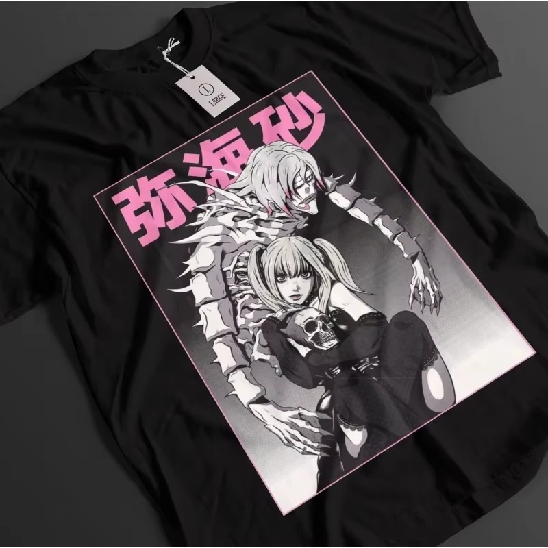 Gothic Death Note Misa Amane Tee Vintage Classic Manga Panel Design Oversized Unisex Short Sleeve Y2k Dark Aesthetic Daily Tops